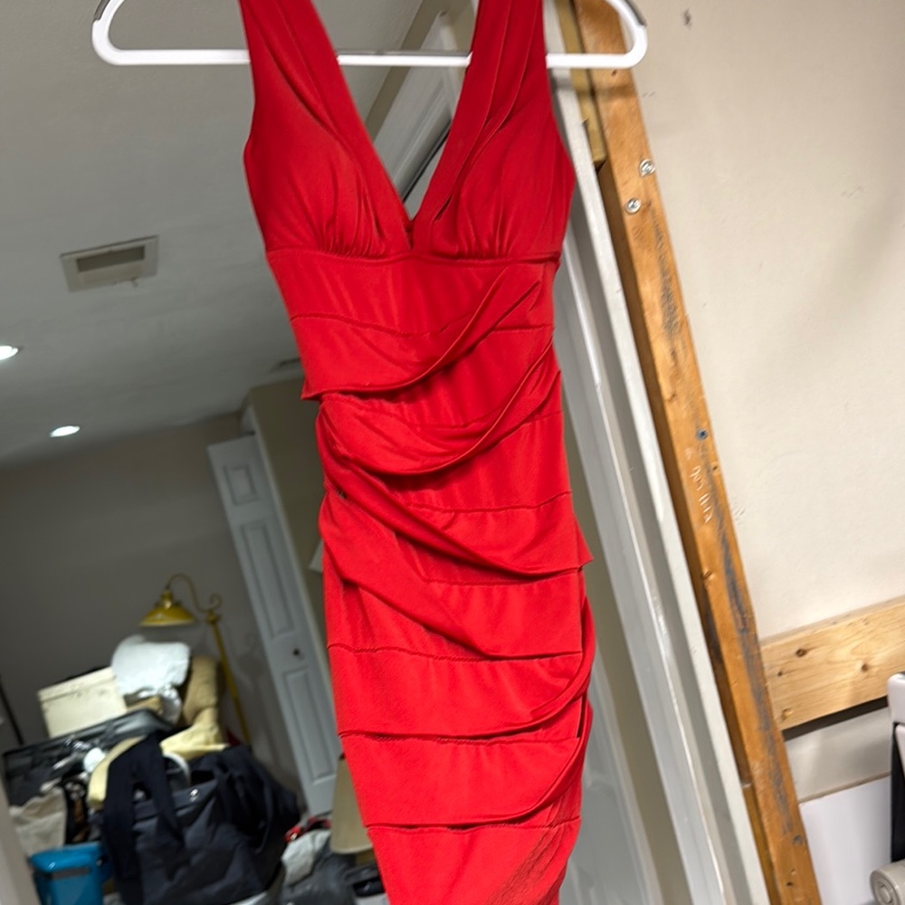 Chic Red Draped Dress